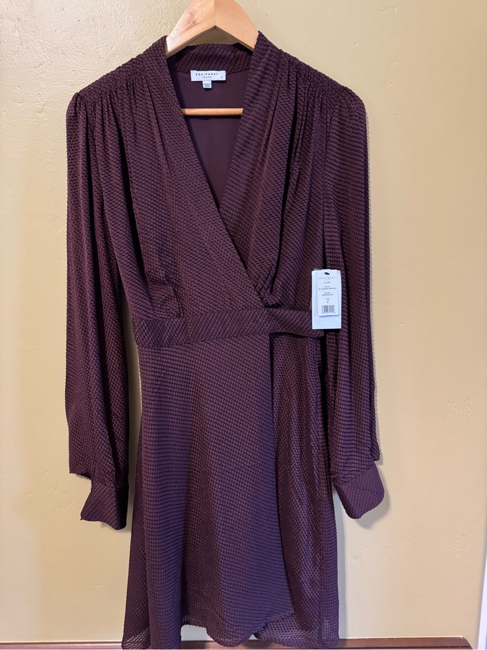 Equipment NWT Plum Textured Wrap Dress